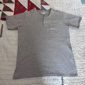 Engineered Garments Henley T-Shirt Heather Grey Short Sleeve Pocket Mens M